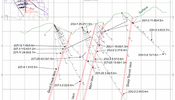 2020 New Amalga Gold Project Drilling.  Longitudinal and Vertical Cross Sections