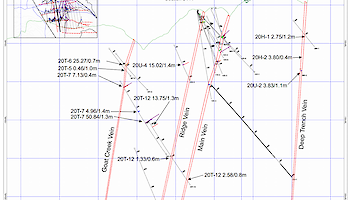 2020 New Amalga Gold Project Drilling.  Longitudinal and Vertical Cross Sections